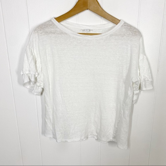 J. Jill Linen Ruffle Sleeve T Shirt - Picture 2 of 6